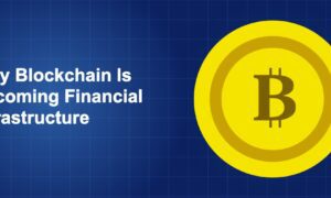 Dark blue fintech illustration with icons in solo composition