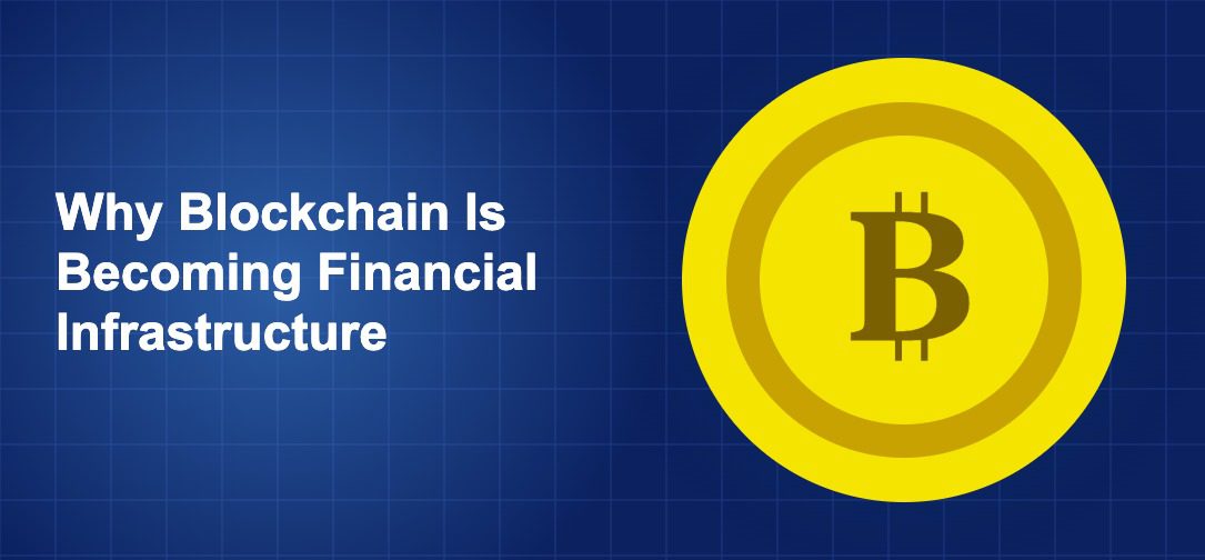 Dark blue fintech illustration with icons in solo composition