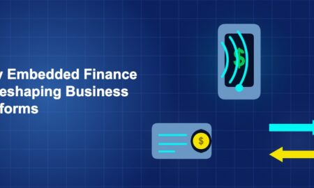 Dark blue illustration showing icon, icon, icon in triangle composition