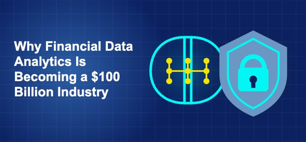 Dark blue fintech illustration with + icons in side-by-side composition