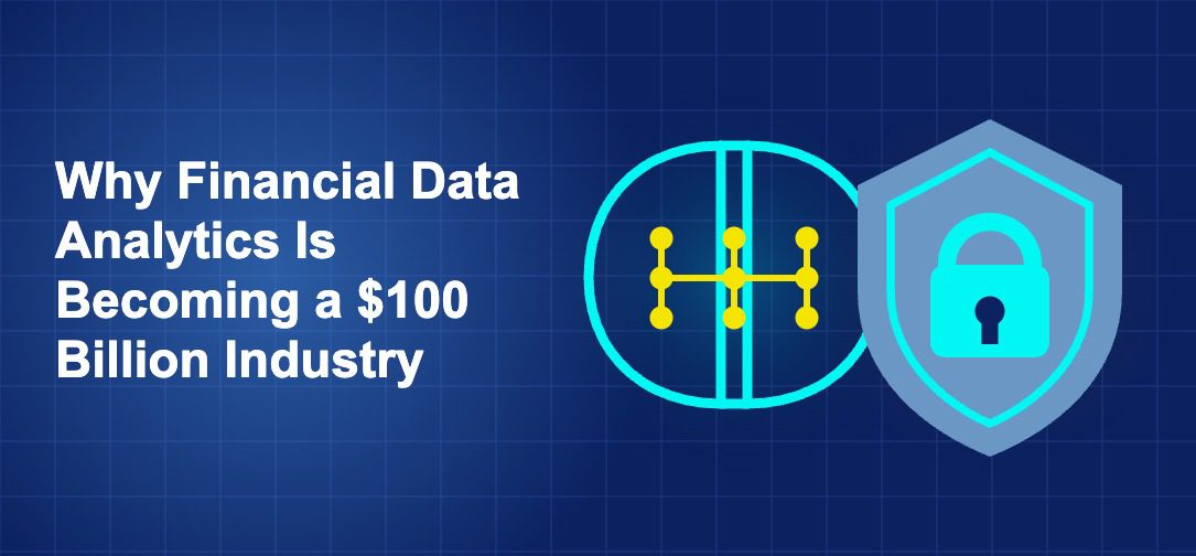 Dark blue fintech illustration with + icons in side-by-side composition