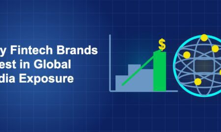 Dark blue fintech illustration with + icons in side-by-side composition