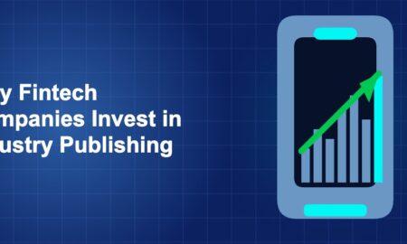 Dark blue fintech illustration with icons in solo composition