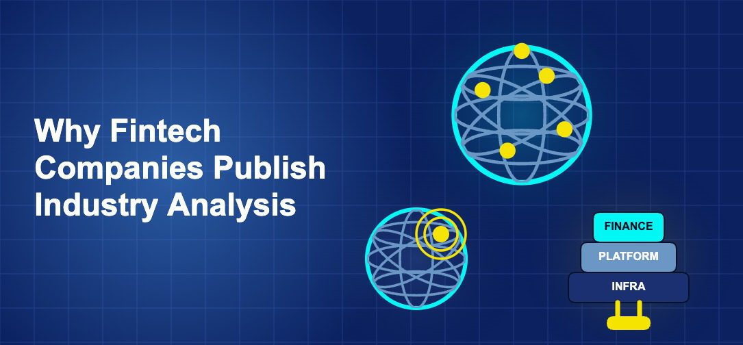 Dark blue fintech illustration with ++ icons in triangle composition