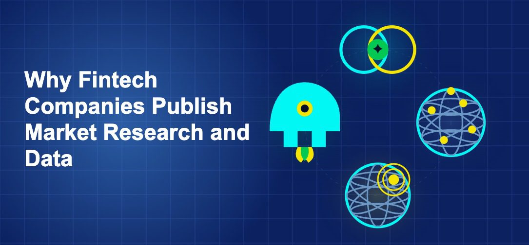 Dark blue fintech illustration with +++ icons in circular composition