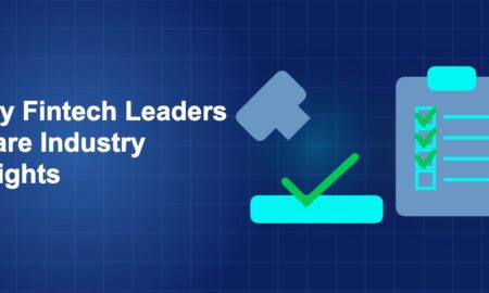 Dark blue fintech illustration with + icons in side-by-side composition