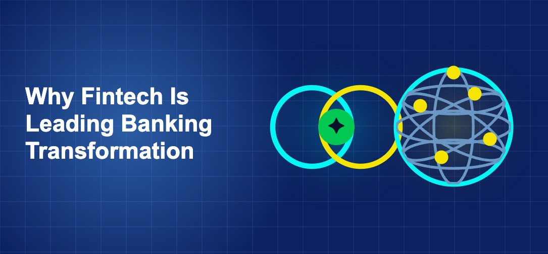 Dark blue fintech illustration with + icons in side-by-side composition