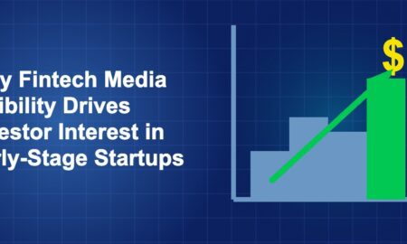 Dark blue fintech illustration with icons in solo composition