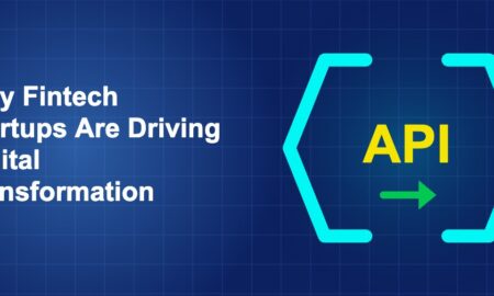 Dark blue fintech illustration with icons in solo composition