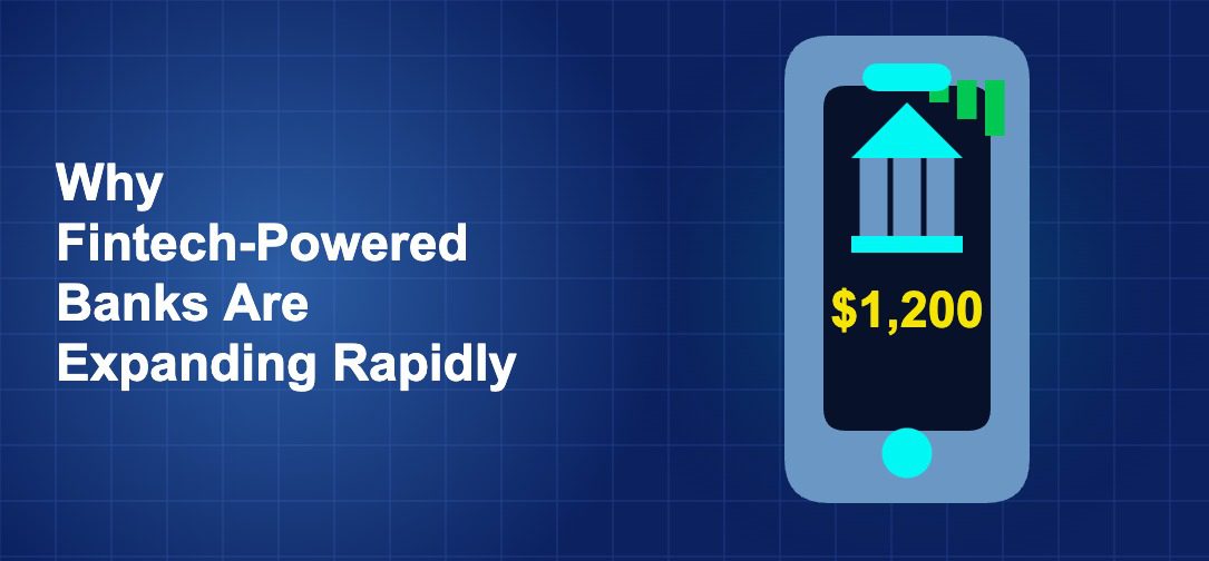 Dark blue fintech illustration with icons in solo composition