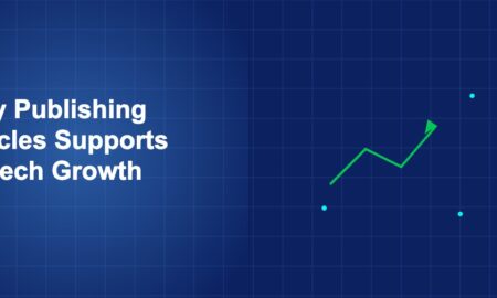 Illustration of publishing articles supports fintech growth