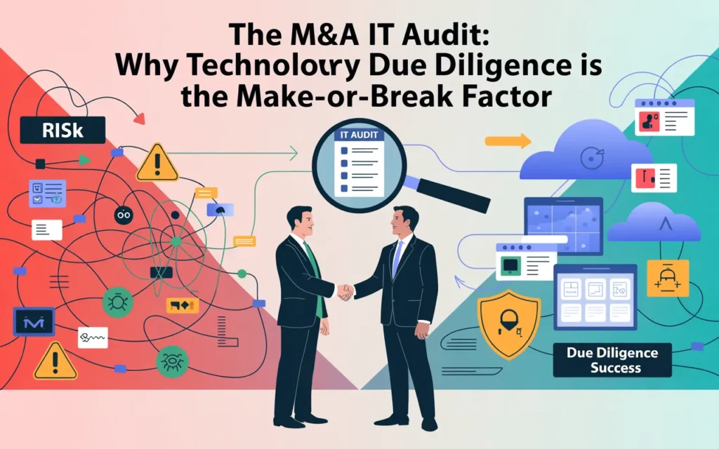M&A IT audit showing technology due diligence and system integration in mergers and acquisitions
