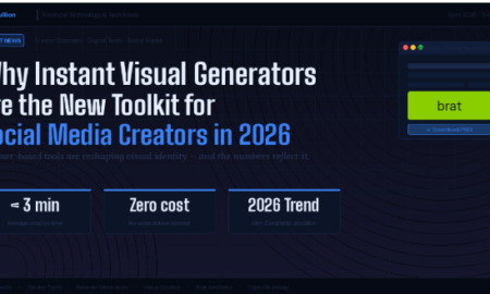 Social media creator using browser-based visual generator tools for profile pictures and content in 2026