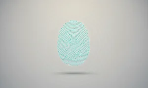 Glowing digital fingerprint with subtle ripple rings on a neutral background, symbolizing a startup's expanding online presence.