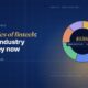 Editorial illustration of fintech revenue economics, a five-slice donut chart with gold interchange, blue subscription, green interest, orange float and violet fees segments, centre labelled $530B US Fintech 2025, with a legend listing percentages on the right