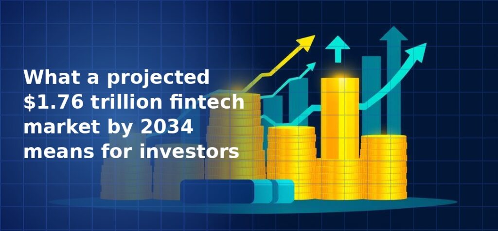 3D illustration of stacked gold coins and rising bar charts with multiple upward-trending arrows in gold and teal tones on a dark navy blue grid background