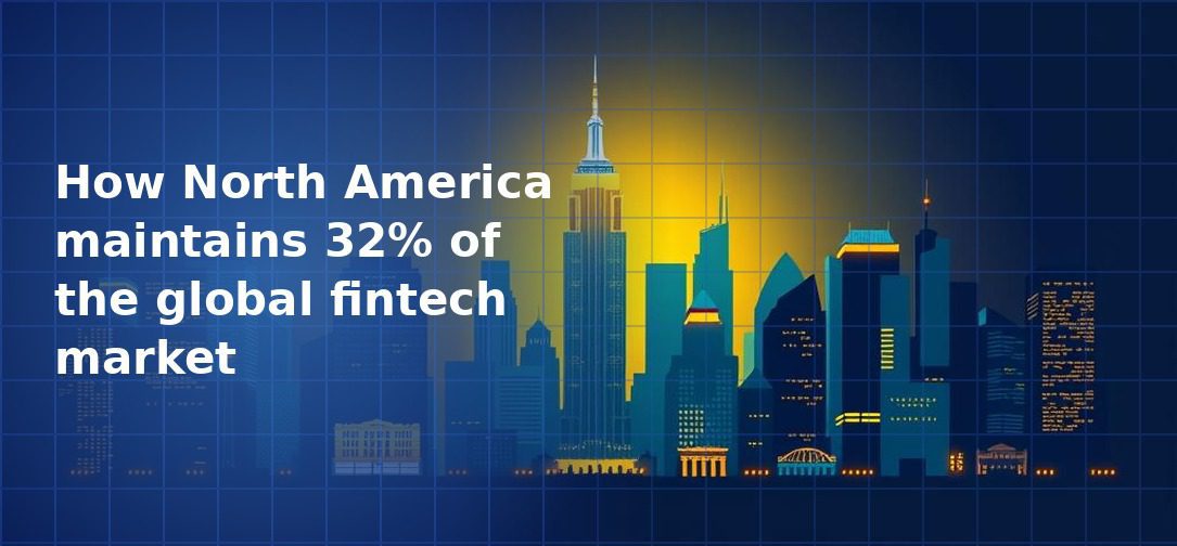 Illustration of a New York city skyline with a golden glow radiating behind tall skyscrapers including the Empire State Building on a dark navy blue grid background