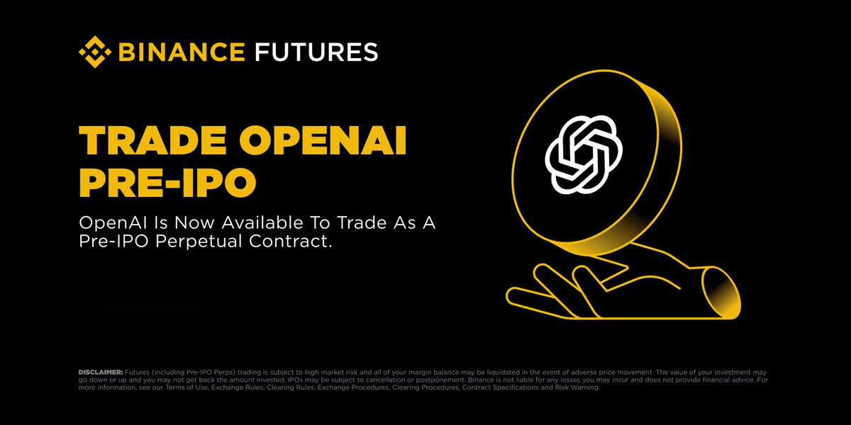 Binance Expands Pre-IPO Perpetuals with OpenAI Listing Following Strong Early Market Response
