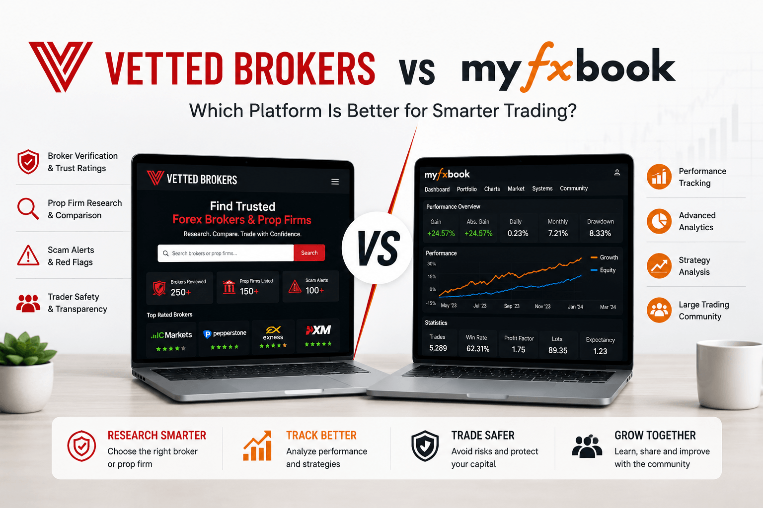 VettedBrokers.net vs MyFXBook.com