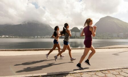 Busy professional practicing healthy lifestyle habits while working remotely