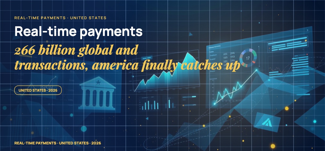 Stylised geometric financial dashboards floating in layered depth, glowing data streams arcing between abstract bank silhouettes, scattered fragments of charts and ledgers, particle field.