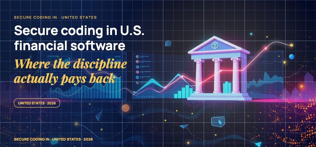 Stylised geometric financial dashboards floating in layered depth, glowing data streams arcing between abstract bank silhouettes, scattered fragments of charts and ledgers, particle field.