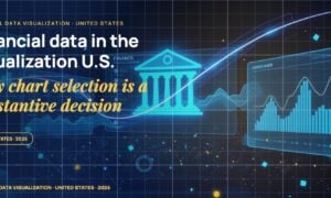 Stylised geometric financial dashboards floating in layered depth, glowing data streams arcing between abstract bank silhouettes, scattered fragments of charts and ledgers, particle field.