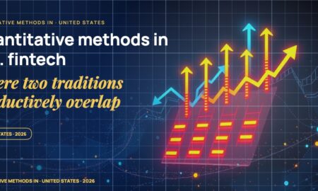 Stylised order book ladders rising and falling, glowing alpha signal arrows, scattered fragments of strategy backtests, particle field of trade messages.