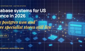 Distributed document and key-value database nodes connected by data flow lines, scattered fragments of query plans, glowing index pages.