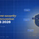 Editorial hero for US payment security and fraud prevention 2026: navy shield with AI risk score 0.87 PUSH BLOCK connected to six signal cards.