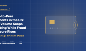 Claude Design hero illustration with payment terminal graphic and headline reading Peer-to-Peer Payments in the US: Why Volume Keeps Climbing While Fraud Pressure Rises.