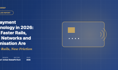 TechBullion Claude Design hero image showing payment terminal and contactless card illustration alongside US payment technology brief headline and ledger strip.