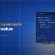 TechBullion Tier 1 editorial featured image for Smart Contracts in America Move Past Hype as Institutional Volume Crosses 850 Billion, with a topic-unique SVG metaphor and a Fraunces italic gold keyword phrase "smart contracts" in the headline on the navy gradient editorial composite.