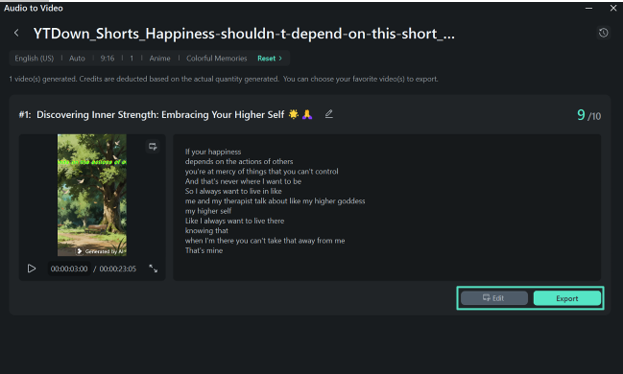 Edit or Export the Video
