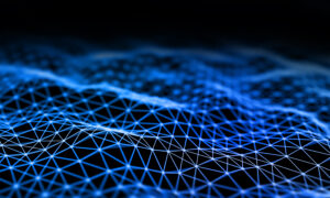 3D digital data background with abstract plexus design