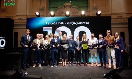 Group photo of the nominees for the BeInCrypto Institutional 100 Award.