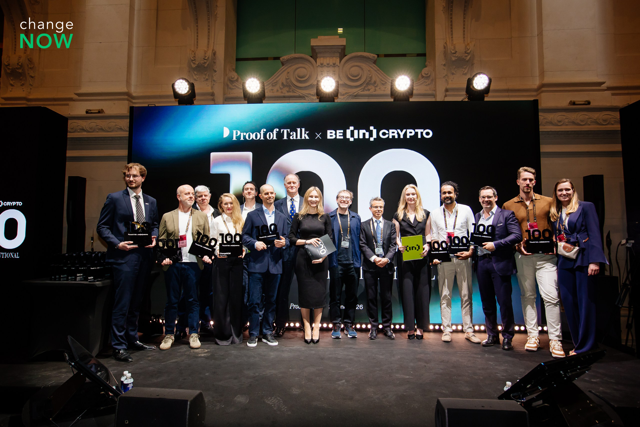 Group photo of the nominees for the BeInCrypto Institutional 100 Award.