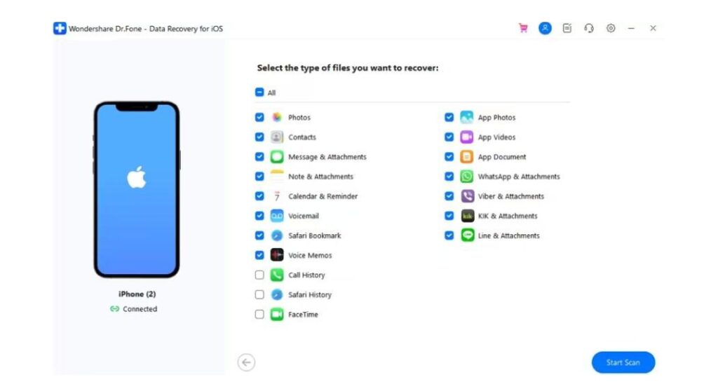 Choose to Restore Data to an iOS Device or PC