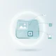 Floating personalized content card fed by glowing AI nodes on a soft gradient background.