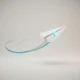 Paper airplane pivots sharply, glowing curved trail marks new direction on a soft gray gradient background.