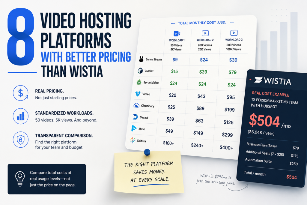 8 Video Hosting Platforms with Better Pricing Than Wistia in 2026