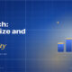 Navy editorial card titled US fintech market size and the 2030 opportunity, showing a gold ascending bar chart and a gold dollar coin over a blue grid, representing US fintech market growth toward 2032.