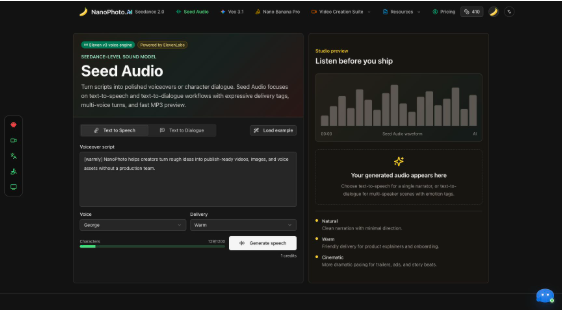 I Tried Seed Audio for Fast AI Voiceovers and Dialogue Drafts