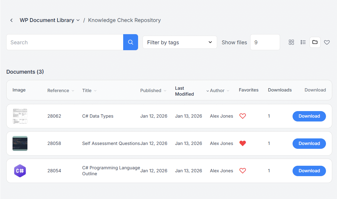 WooNinjas admin UI: document management dashboard