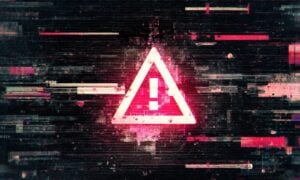 A person reviewing suspicious credit account alerts on a laptop while digital AI and cybersecurity graphics illustrate the growing threat of AI-driven identity fraud and fraudulent new account scams.