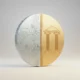Single coin merging digital circuit patterns with classical bank columns on a soft neutral background.