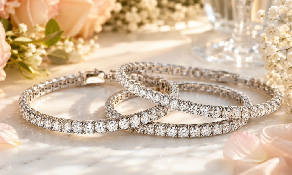 Stylish 14k White Gold Tennis Bracelets for Summer Celebrations