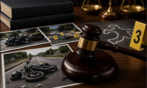 In a motorcycle accident case, someone must be held liable for causing the accident.