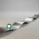 Minimalist 3D ribbon staircase rising left to right with a glowing marker on a soft background, symbolizing a manageable learning curve.
