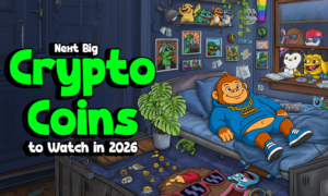 Graphic displaying upcoming crypto presales 2026 featuring the Apeing whitelist launch alongside top cryptocurrencies including Ethereum, Solana, and XRP.